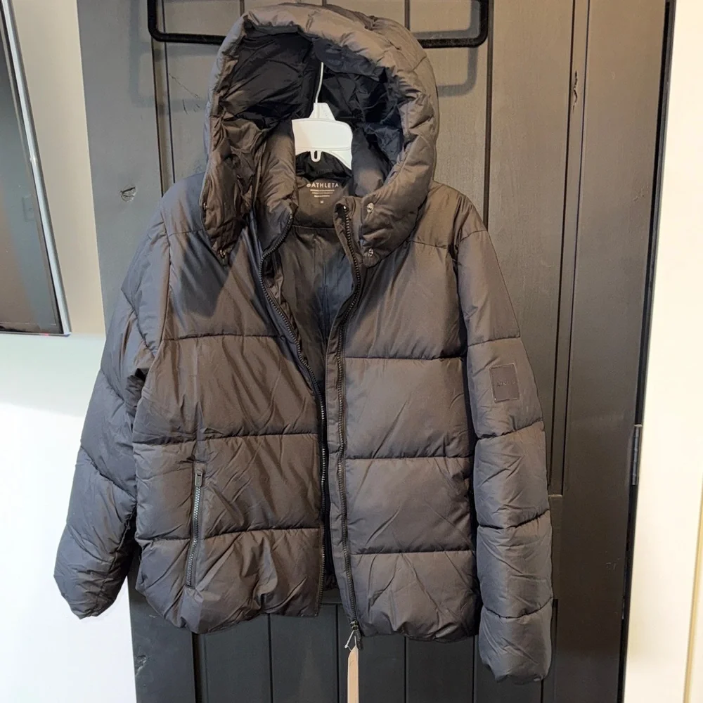 Athleta Black Puffer Jacket with Hood - Picture 1 of 5
